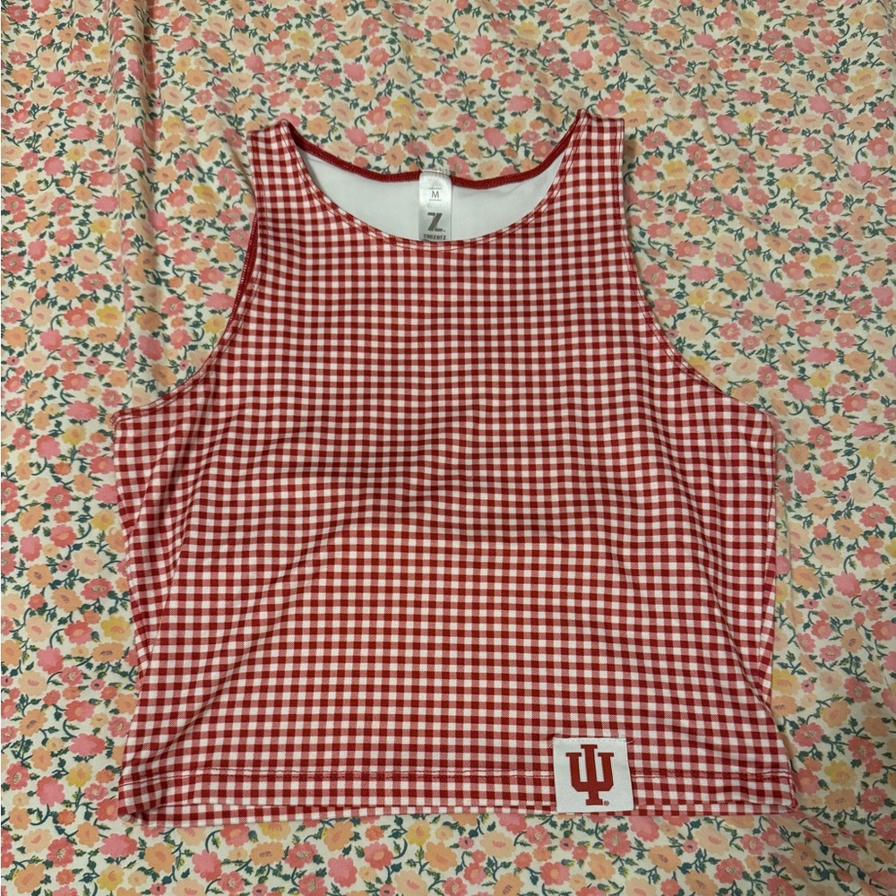 IU Red Gingham Women's Crop Top